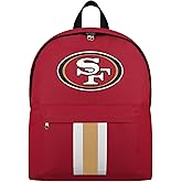 FOCO NFL Officially Licensed Team Color Primary Logo Solid Stripe Football School Bag Travel Backpack - San Francisco 49ers - Red