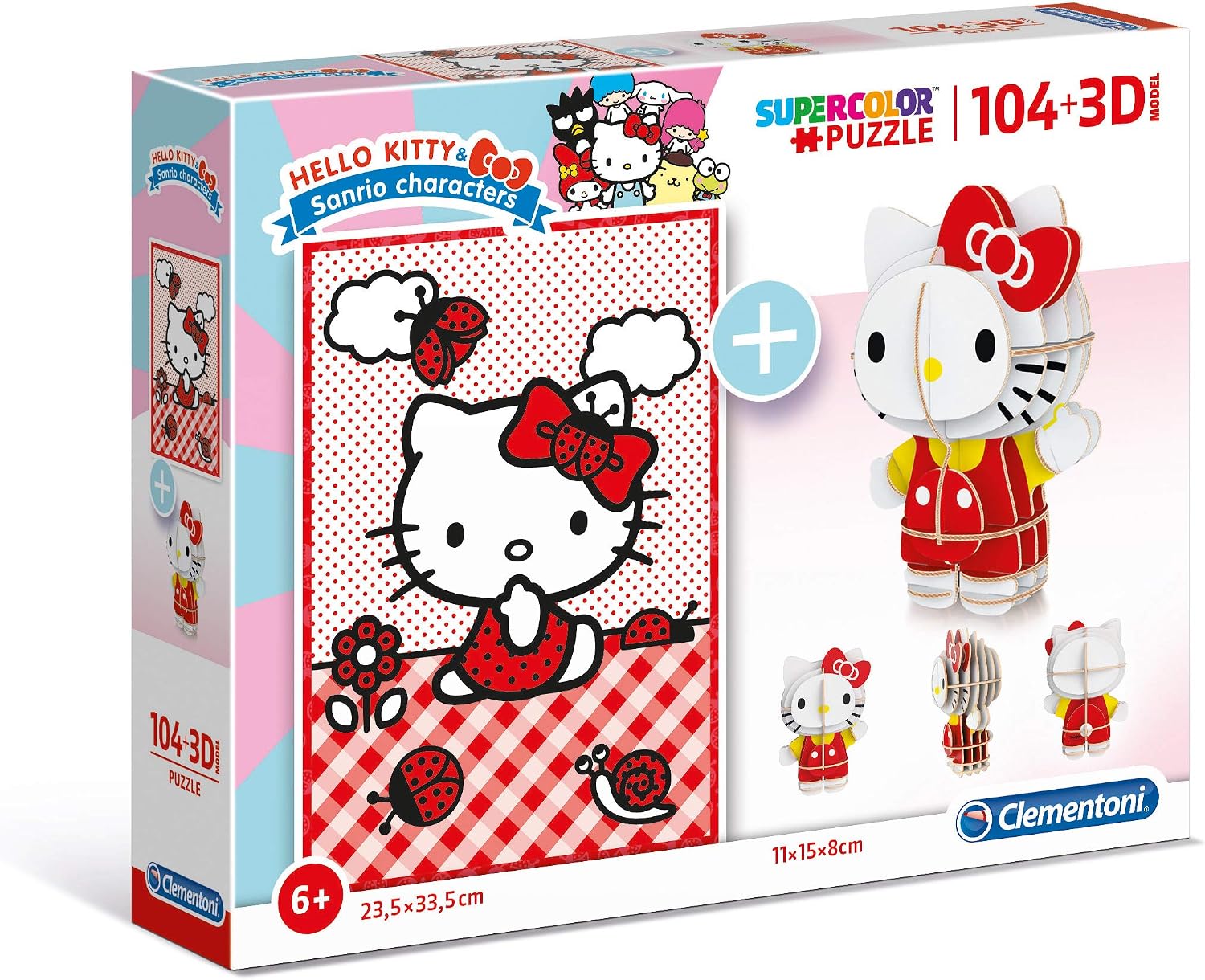 Clementoni – 20171 – Puzzle 104 pieces + 3D Model – Hello Kitty – Made ...