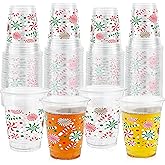 ABURRORI 50 Pcs 12OZ Christmas Plastic Cups,Red Green Christmas Peppermint Candy Cane Disposable Clear Plastic Cups Juice Soda Beverage Party Favors For Merry Xmas Holiday Themed Decorations Supplies