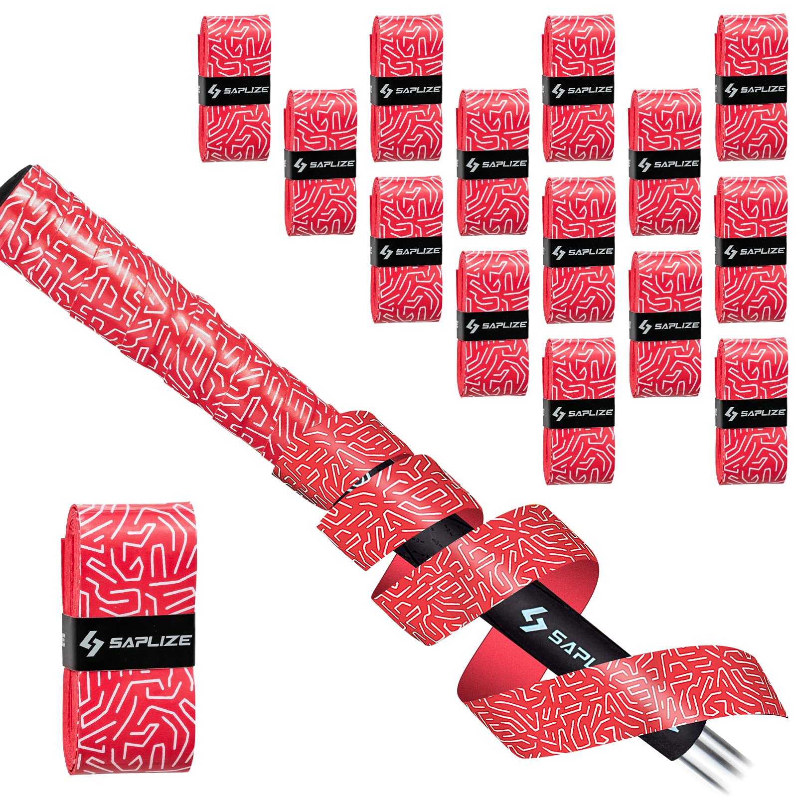 Photo 1 of SAPLIZE Golf Grip Wrapping Tapes, 15-Pack Tacky PU Overgrip Tapes, Golf Club Grips New Regripping Solution Red