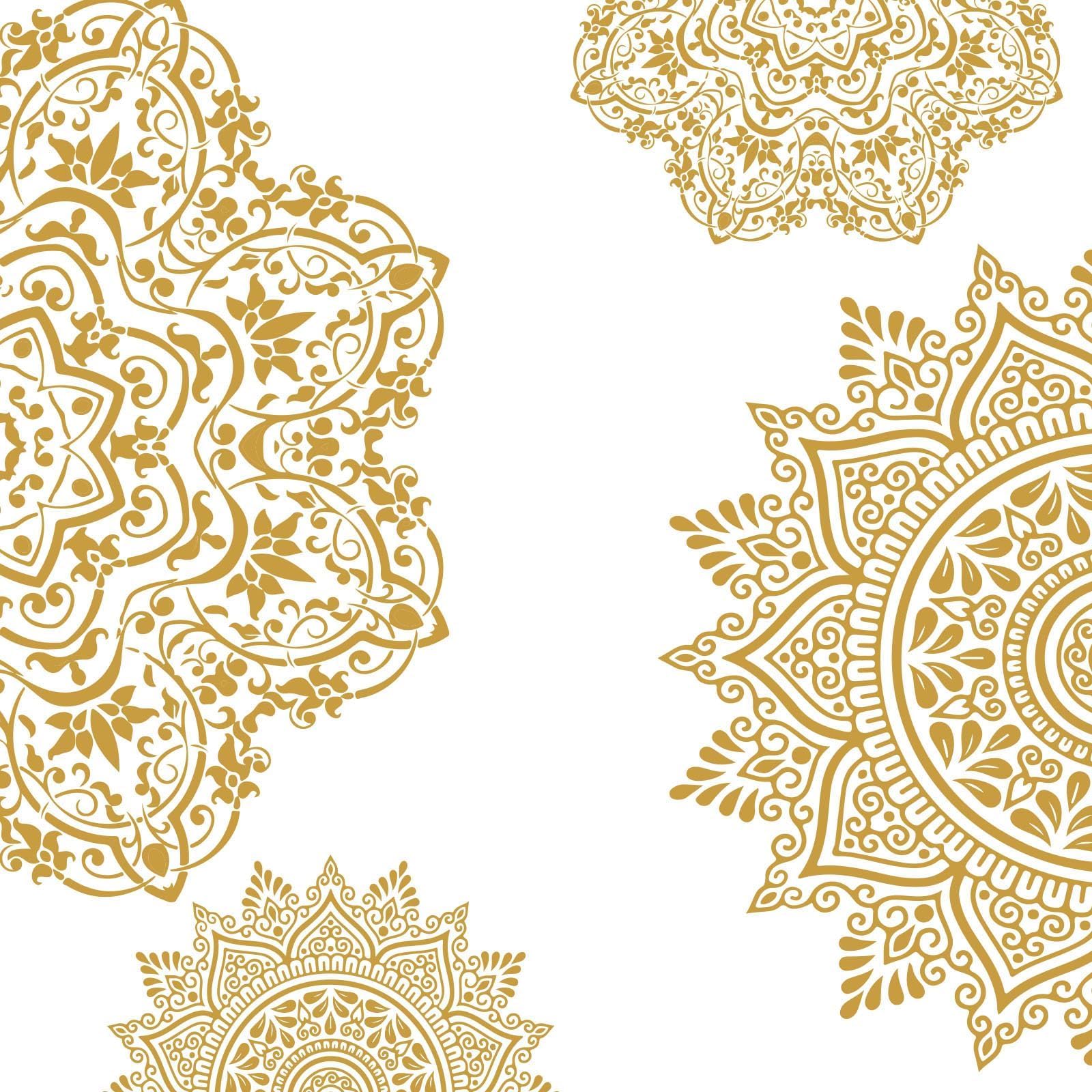 PLIGREAT 4 Pcs Half Mandala Boho Wall Stickers, Removable Vinyl Peel and Stick Wall Decals for Living Room Bedroom Yoga Meditation Room Teashop Wall Decoration Home Indoor DIY Wall Art Decor