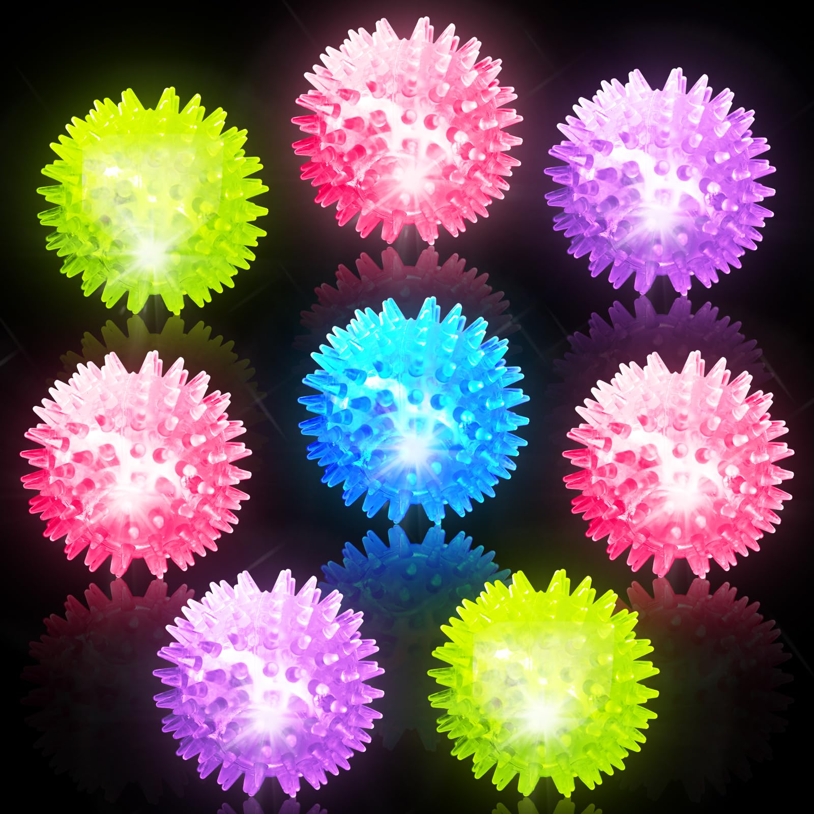 Ainiv 8 Spiky Bounce Balls - 6CM Light Up Disco Balls for Party Bag Fillers, Stress Relief — image 1