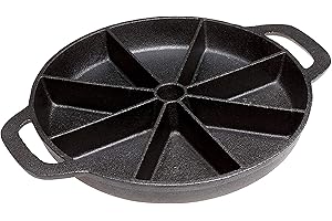 Bruntmor Premium Cast Iron 8-edges Biscuit Pan/Skillet with handle,Round Kitchen Non stick Baking Tool for Scones, Corn Stick Pan, Muffins, cup cakes and Brownies, Perfect for Christmas eve,Black