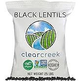 CLEAR CREEK Black Lentils | Caviar or Beluga Lentils | 25 lbs | Project Non-GMO Verified | Kosher | Vegan | Non-Irradiated