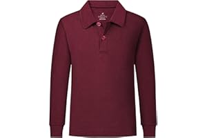 QBK 2T to Youth Boys' Long Sleeve School Uniform Pique Polo Toddler Kids Neon Collared Golf Shirt