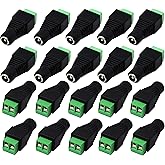 zdyCGTime DC 5.5 X 2.1mm Adapter to 2 Pin/Way Bolt Screw Type Terminals Connector for CCTV Security Camera, LED Strip Light (