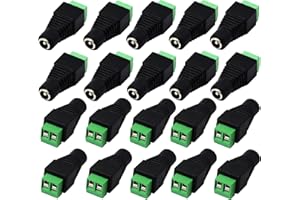 zdyCGTime DC 5.5 X 2.1mm Adapter - 2.1mm to 5.5mm Female Barrel Power Jack to 2 Pin/Way Female Bolt Screw Type Terminals Connector for CCTV Security Camera, LED Strip Light (20 Pack)