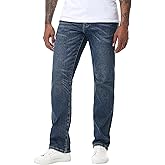 MZNBURAM Men's Stretch Relaxed Fit Straight-Leg Cotton Fashion Comfort Flex Waist Denim Pants Jeans
