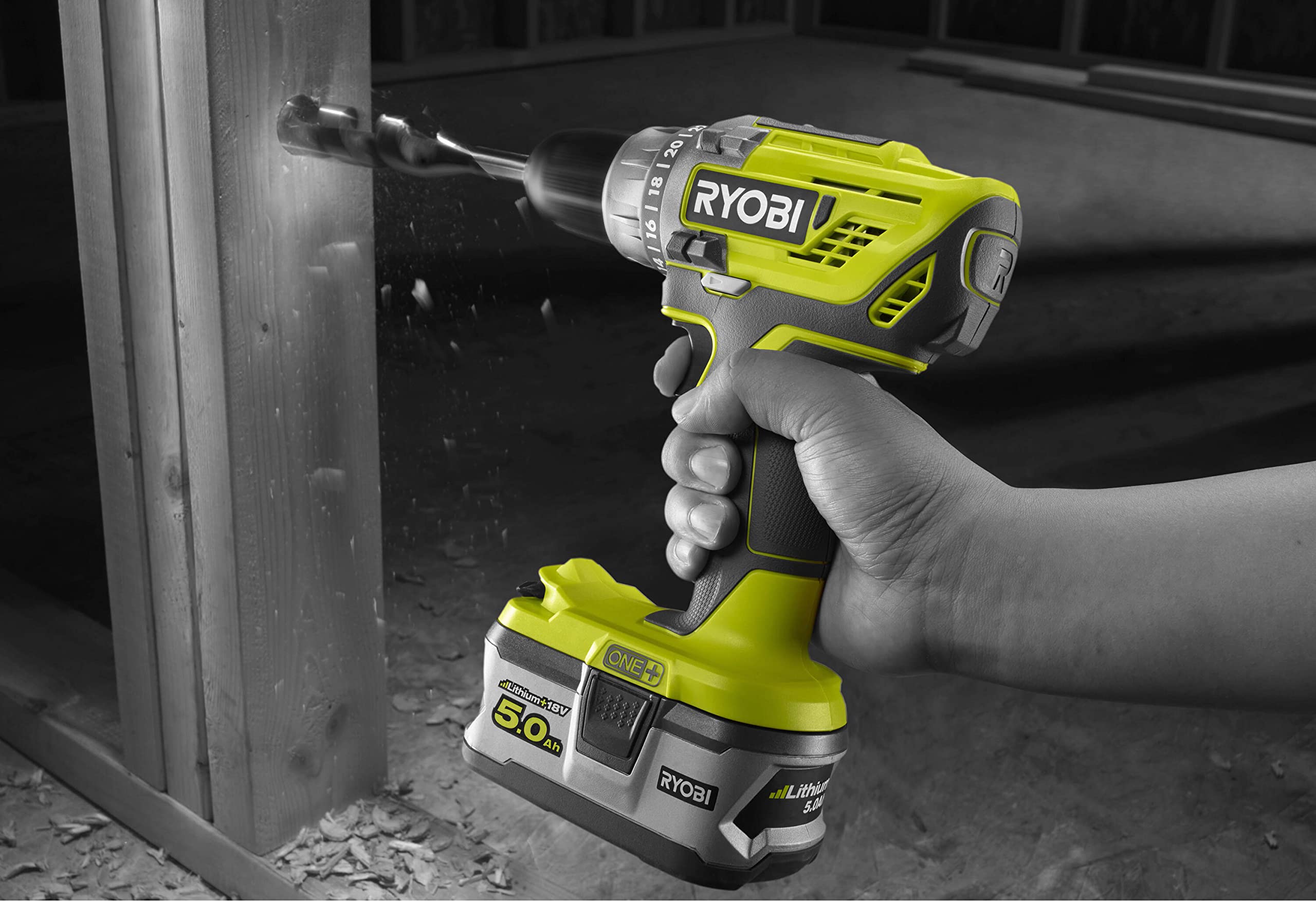 RYOBI 18 V ONE+ Akku-Bohrschrauber Set R18DD3-120S, inkl. 1 x 18 V 2,0 Ah Lithium+ Akku, Ladegerät, Werkzeugtasche 2