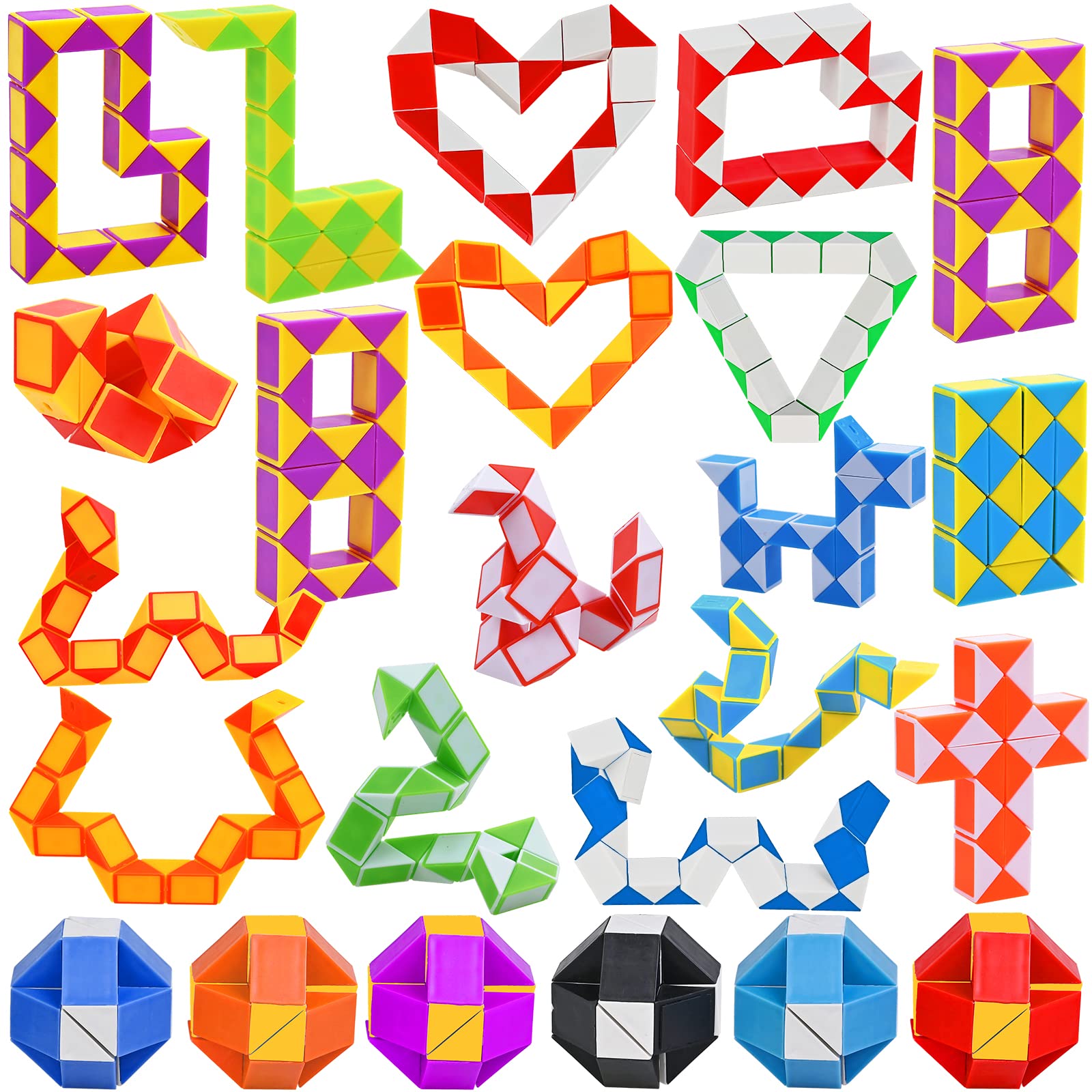 Goldge 24 PCS Magic Snake Cube Fidget Toy for Kids, Party Bag Fillers, Twist Puzzle — image 1