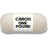 Caron One Pound Solids Yarn - (4) Medium Worsted Gauge 100% Acrylic - 6 oz - Off White - For Crochet, Knitting &amp; Crafting