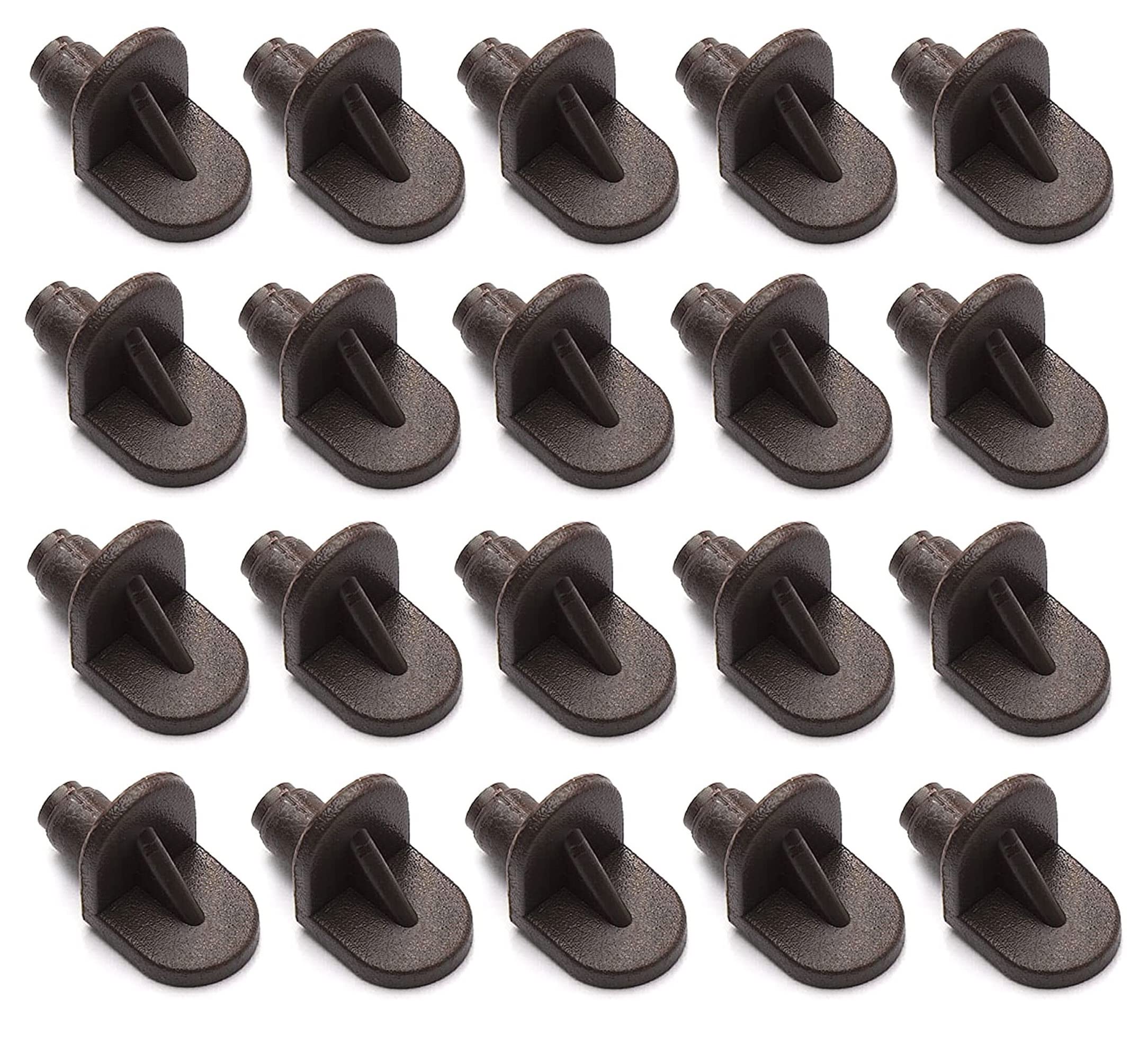 TERF® Spade Type Brown Plastic Push In Furniture Shelf Support Pegs Pins for Kitchen Cabinet Wardrobe Bookcase Closet Glass Shelve and Furniture Shelf Support Use - Pack of 100