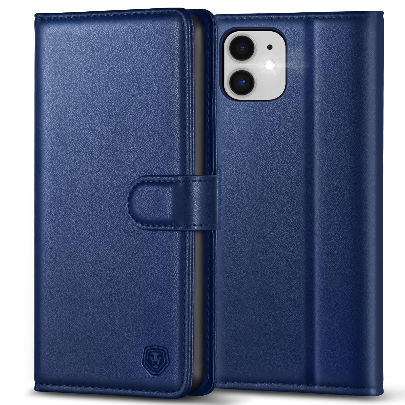 Mobile Phone Case for iPhone 12 Case iPhone 12 Pro Case Leather Flip Case Wallet Card Slot Stand Magnetic Mobile Phone Case Protective Cover for iPhone 12/12 Pro (6.1 Inch) - Navy Blue