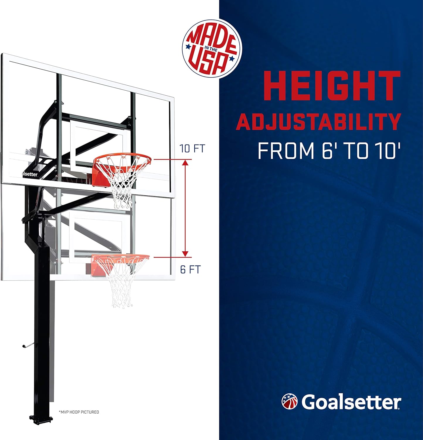 Goalsetter All-American In Ground Adjustable Basketball System with 60-Inch Glass Backboard and Double Static Rim, Black (SS45560G2) : Sports & Outdoors
