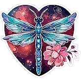 Dragonfly Heart Galaxy Sticker 4 Inch Bug Insect Nature Cosmic - Waterproof Vinyl Decal for Laptop Water Bottle Car Tumbler - Durable Funny Aesthetic Long-Lasting Stickers for Adults ID44990
