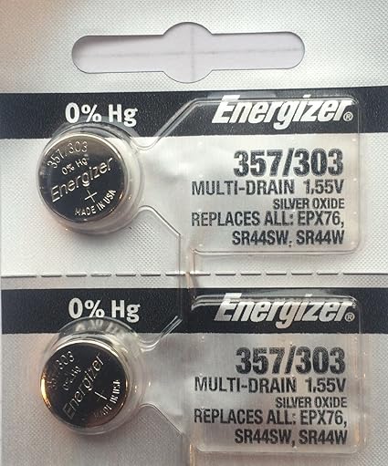 Amazon.com: Energizer Battery 357/303 Multi Drain Silver Oxide 1.55V ((2pcs per Pack): Health & Personal Care