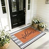 APUDWN 2pcs Layered Doormat Set, Welcome Door Mat for Outdoor Front Door, 16x24 PVC Coil & 24x32 Crystal Velvet Non-Slip Layering Entry Mats for Farmhouse Porch Decoration（Welcome, Buffalo Plaid