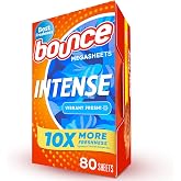 Bounce Intense Dryer Sheets, Vibrant Fresh, 80 Count, Scent Boosting Dryer Sheet Formulated to Fight Wrinkles and Static
