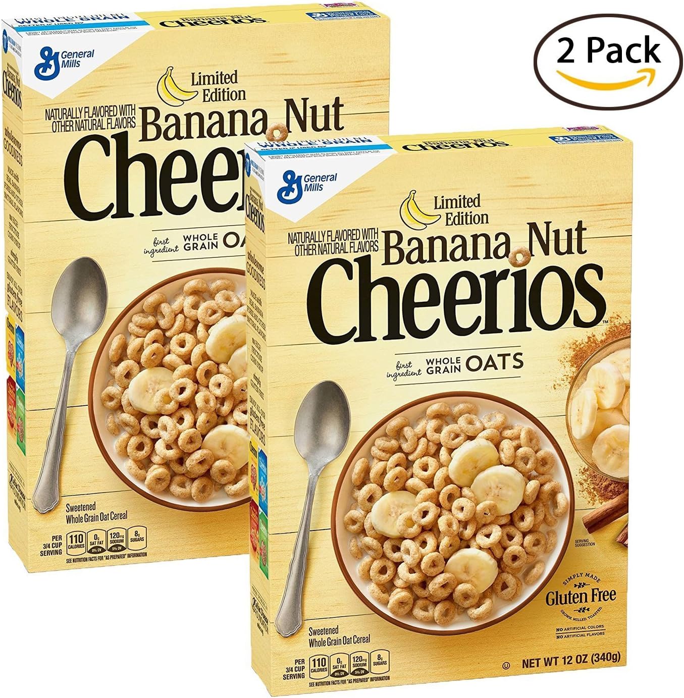 Cheerios Banana Nut Breakfast Cereal 12oz, pack of 2, Limited Edition