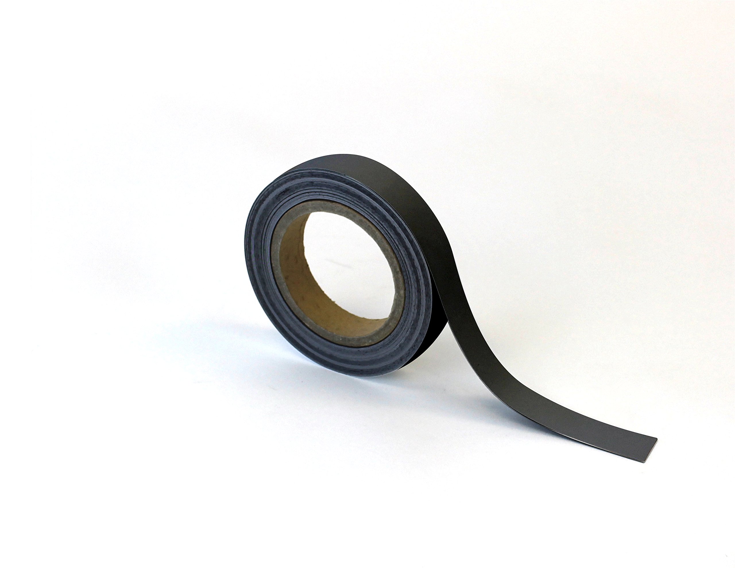 Magnetic Steel Easy-Wipe Tape, Thin & Flexible, Cut to Fit Strip, Strong Magnetic Tape, High Visible Identification, Suitable For All Non-Magnetic Surfaces - Matt Black - H.25mm x W.10M