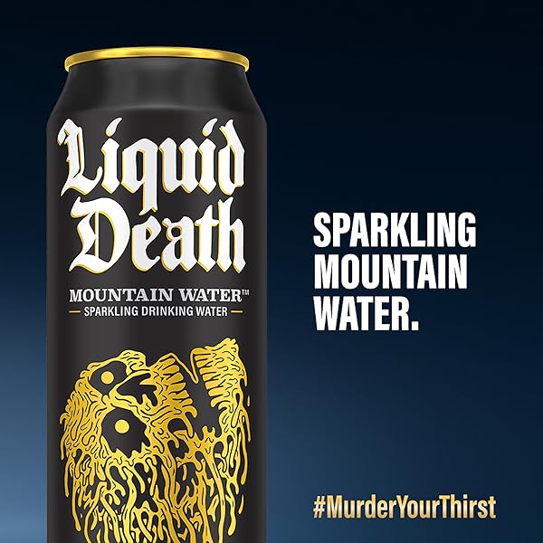 LIQUID DEATH, SPARKLING MOUNTAIN WATER, 8-PACK (19.2OZ CANS), REAL MOUNTAIN SOURCE, INFINITELY RECYCLABLE ICE-COLD CANS, AMERICAN MADE