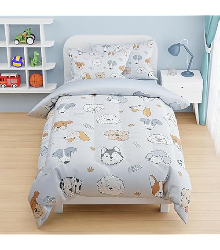 Erosebridl Pug Print Comforter Set - Twin Size Soft Down Duvet With Pillowcase, Cute Dog Bedding For Kids