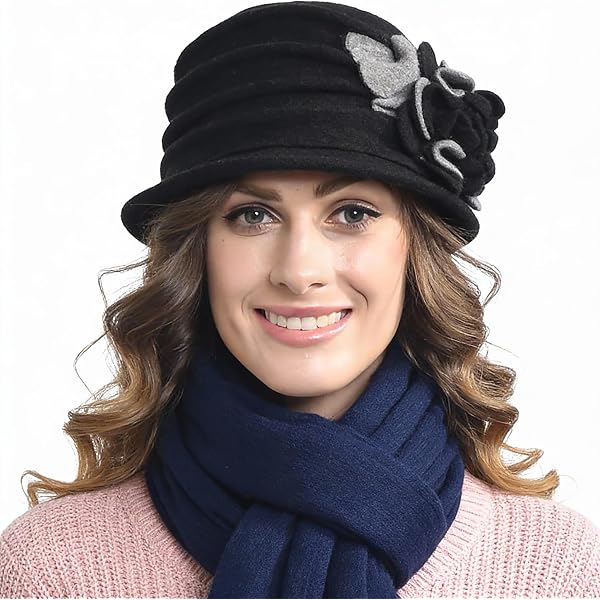 Round Cloche Hat for Women Vintage Wool 1920s Cloche Winter  display picture 3