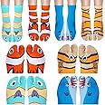 Neer 12 Pairs Ocean Sea Animal Sock Funny Fish Novelty Socks Cotton Flip Flop Unisex Tabi Split Toe Fish Crew for Women Men Teenager Gift, 4 Styles