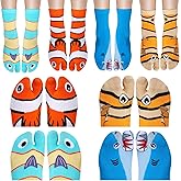 Neer 12 Pairs Ocean Sea Fish Socks Funny Split Toe Socks Novelty Cotton Tabi Split Toe Fish Crew Sock for Women Men Teenager Gift for Christmas