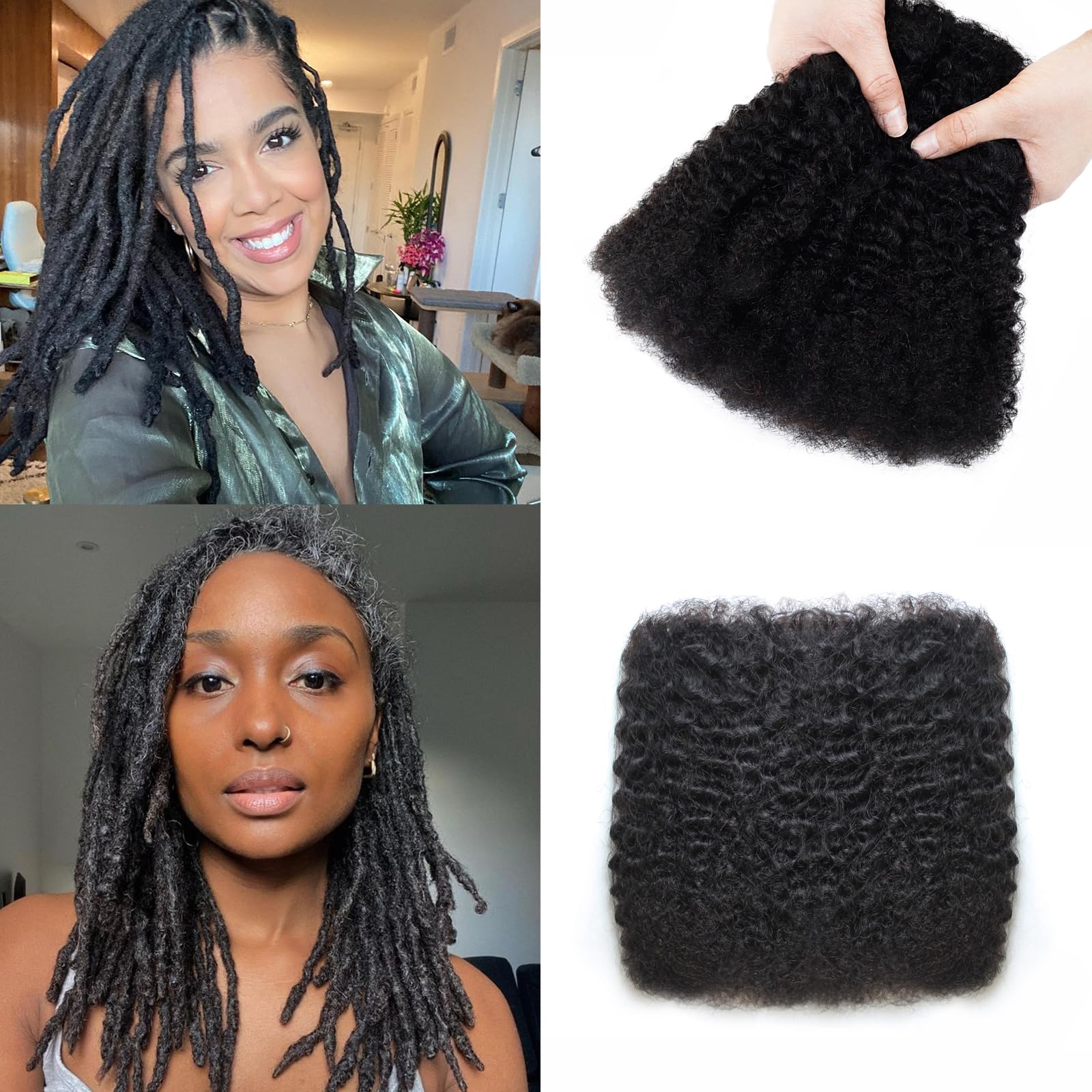 Photo 1 of Trekci Afro Kinkys Bulk Human Hair 16 Inch 50g/Pack 100% Human Hair No Short Hair Afro Kinky Human Hair for Dreadlock Extensions,Repair Locs,Braiding Twists and Braids(16Inch, 1Pack, 1B)