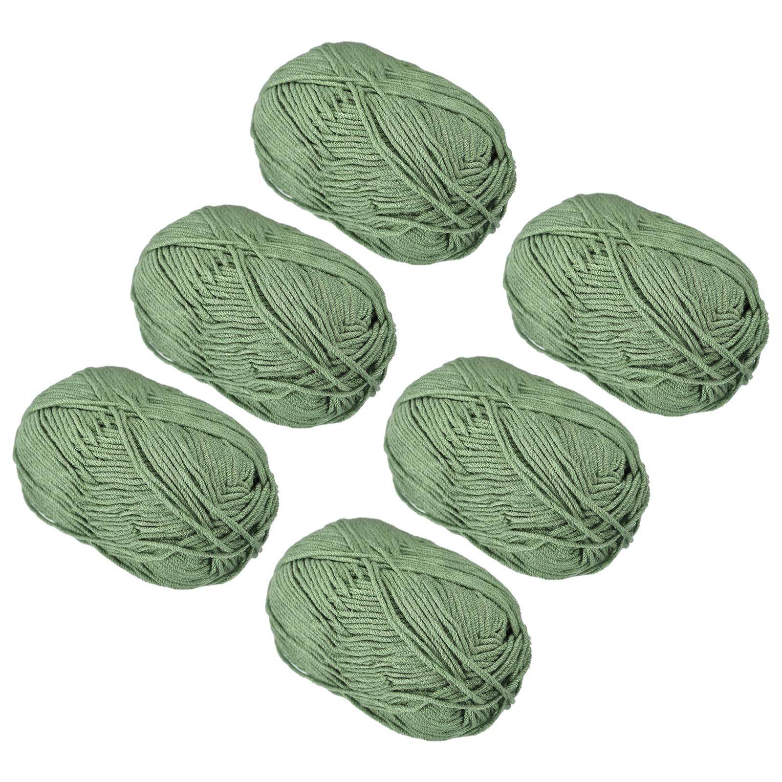 METALLIXITY Acrylic Yarn(50g/1.76oz) 6Pcs, Acrylic Soft Crochet Yarns, Olive Green