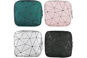 Bisanzoya Sanitary Napkin Storage Bags 4 Pcs Menstrual Cup Pouches Nursing Pad Holder Tampon Bags Portable Period Kit Bag Feminine Product Pouch for Girls for Pads and Tampons with Zipper