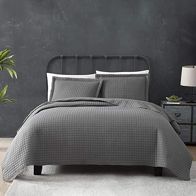 Tempcore Quilt Set Twin Size Grey, Hypoallergenic Bedspread