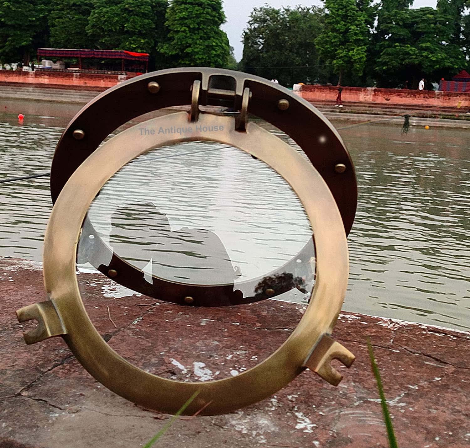 Antique Transparent Porthole 12 Inches Round Window Clear Glass Nautical Window Ship Porthole Gift