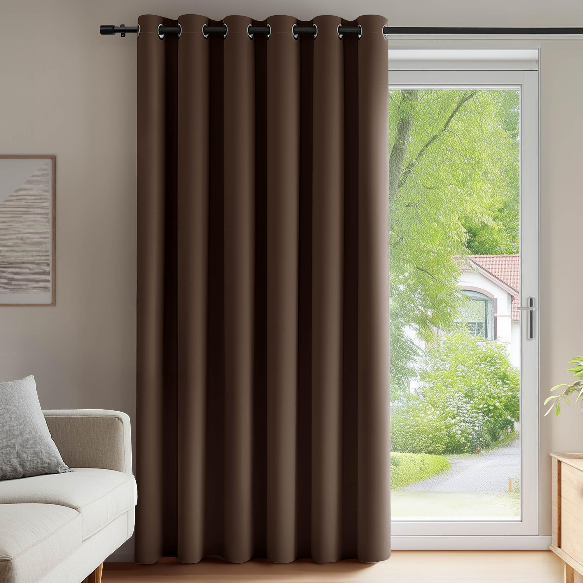 Deconovo Eyelet Blackout Noise Reduction Window Treatment Thermal Insulated Wide Width Curtain for Door 80 x 84 Inch Brown 1 Panel