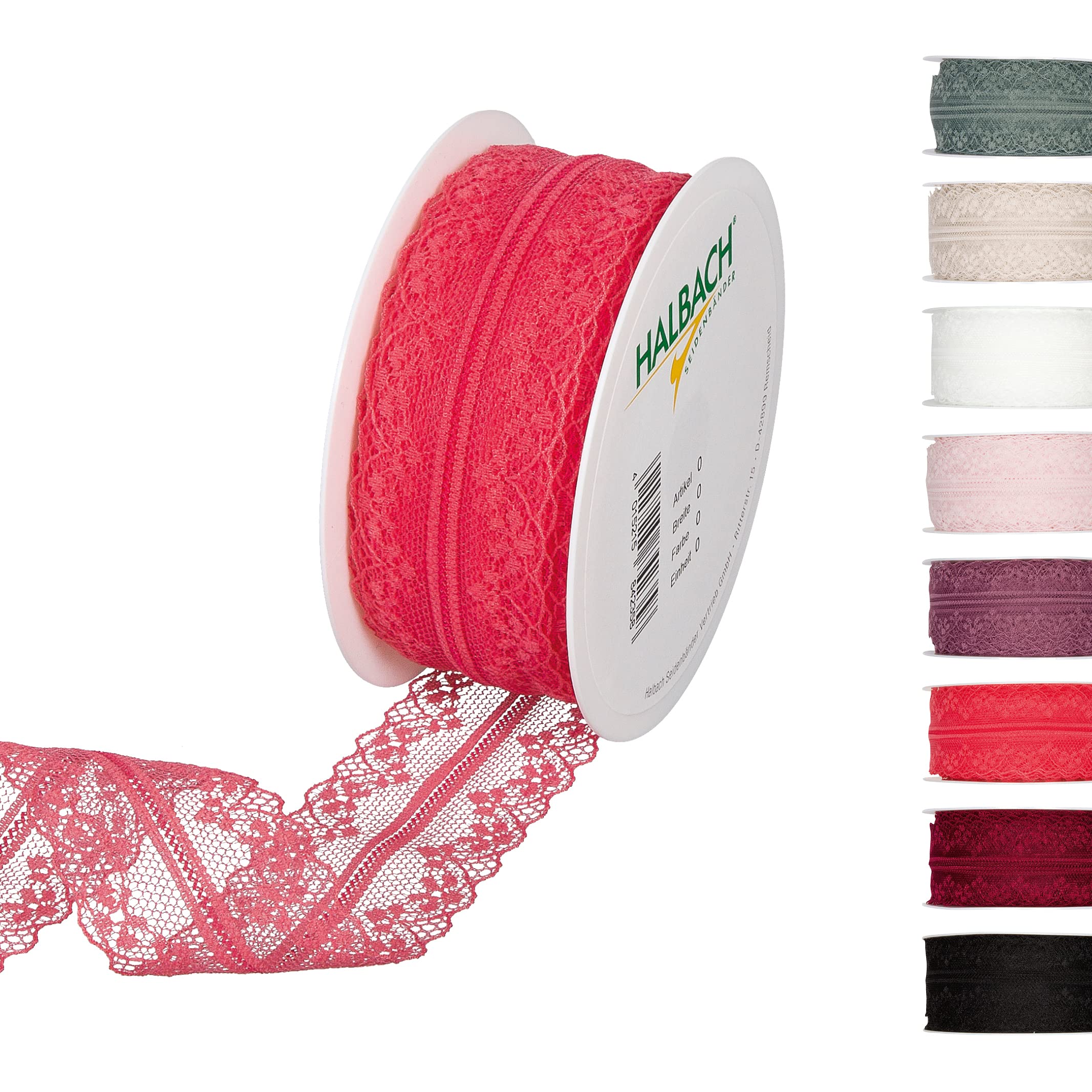 Halbach Seidenbänder Lace Ribbon 15 Metres Lace Ribbon Sold by The Metre on Roll for Wedding Sewing Table Decoration Lace Trim Lace Fabric for DIY Crafts