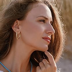 Gacimy 14K Gold Plated Hoop Earrings for Women, 14K