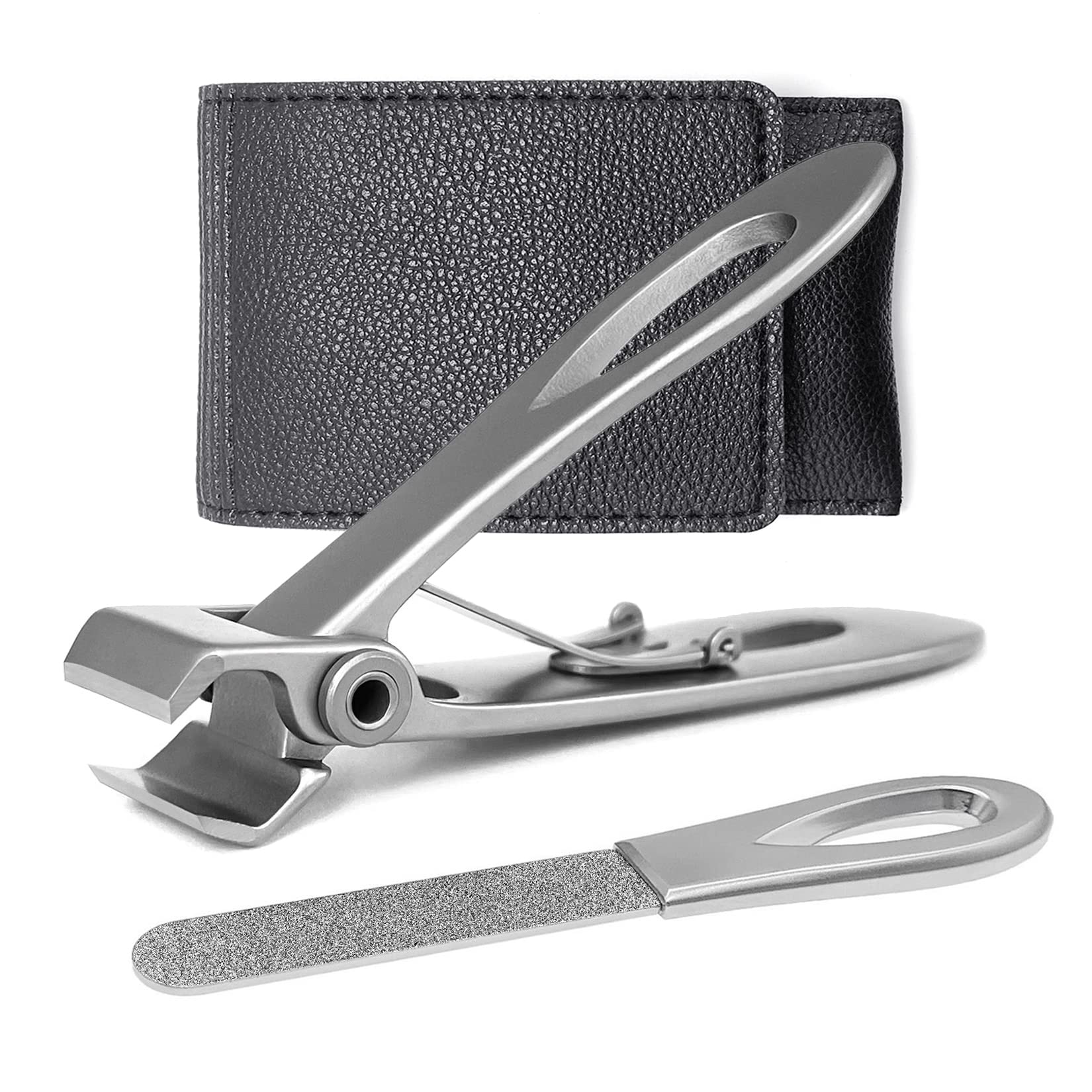 VOGARB Straight Toe Nail Clippers for Thick Nails, Heavy Duty Wide Jaw Opening Large Toenail Clippers with Toenail File Set for Men,Seniors, Women,Adult,Stainless Steel (Flat Edge-S)
