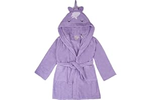 BAGNO MILANO Kids Organic Turkish Cotton Hooded Beach Cover-Up Towel, GOTS Certified, for Boys and Girls (Unicorn Purple, 7-8 Years)