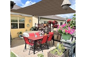 INFRANGE 13' x 13' Rectangle Sun Shade Sails Canopy UV Block for Patio Deck Pergola Yard Lawn Outdoor Activities (Brown)