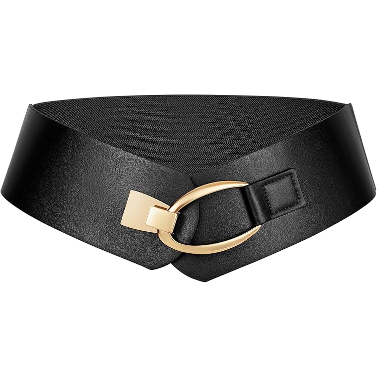 Women\'s Bronze Leaf Buckle flexible Belt TRIWORKS 4 Pack Women Skinny Elastic Belt Fashion Stretchy  main image 4