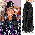 ZRQ Butterfly Locs Crochet Hair With Curly Ends 24 Inch 6 Packs Pre Looped Long Butterfly Soft Locs Distressed Butterfly Faux Locs Synthetic Goddess Locs Hair Extensions (24 Inch, 1B#)