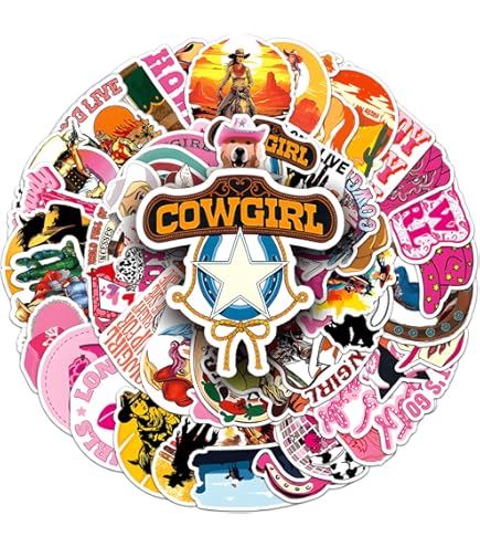 Lot De 50 Autocollants Disco Cowgirl En Vinyle Imperméable Pour
