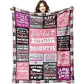 Daughter Valentines Day Birthday Gifts - Gifts for Daughters from Mom Dad - Mothers Day Christmas Birthday Unique Presents for Daughters Adult - Best Daughter Ever Blanket - Throw Blanket 50"x60"