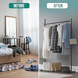 Klass Home Collection Portable Heavy Duty Clothes Rail 40kg Black With Shelf view 5