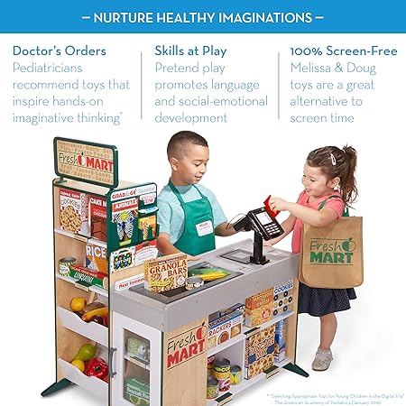 melissa & doug freestanding wooden fresh mart grocery store