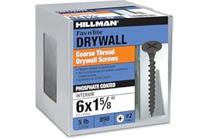 The Hillman Group 47126 6 X 1-5/8-Inch Coarse Thread Phillips Drive Drywall Screw, 5-Pound,Black Phosphate