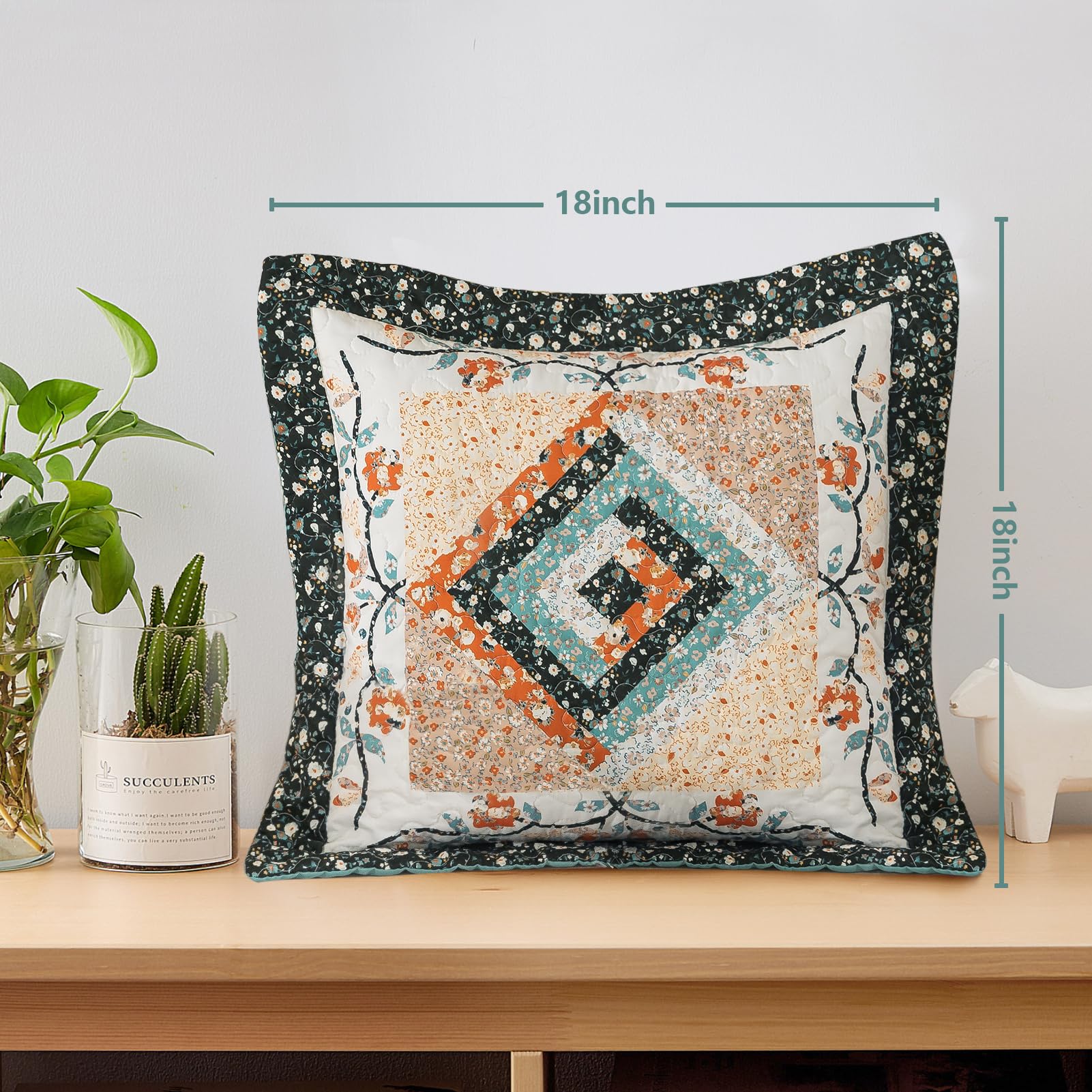 Condition photo showing As Is for bedifany 2 pcs floral throw pillow covers with cotton filling, decorative neutral accent farmhouse c