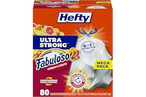 Hefty Ultra Strong 13 Gallon Trash Bags, Tall Kitchen Trash Bags 13 Gallon Size, White, Fabuloso Citrus & Fruits Scent, 80 Bags