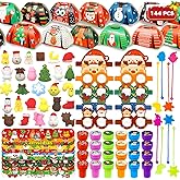 Hiawbon 24 Pack Xmas Candy Treat Box Fillers Assortment, 144PCS Christmas Stationery Assortment, Christmas-Themed Goodie Bag Stuffers Fillers for Exchange Gifts